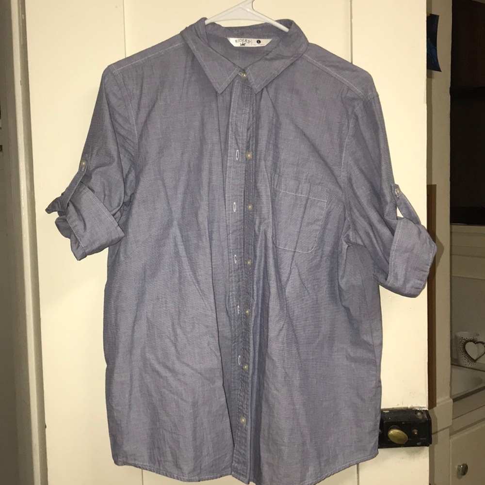 Blue jean button up shirt